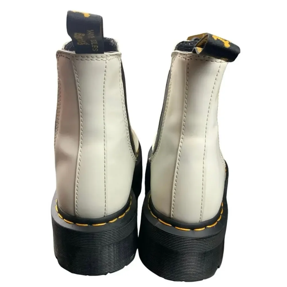 Dr Martens 2976 Quad Chelsea Boots Womens 9 White Platform Leather Doc Martens